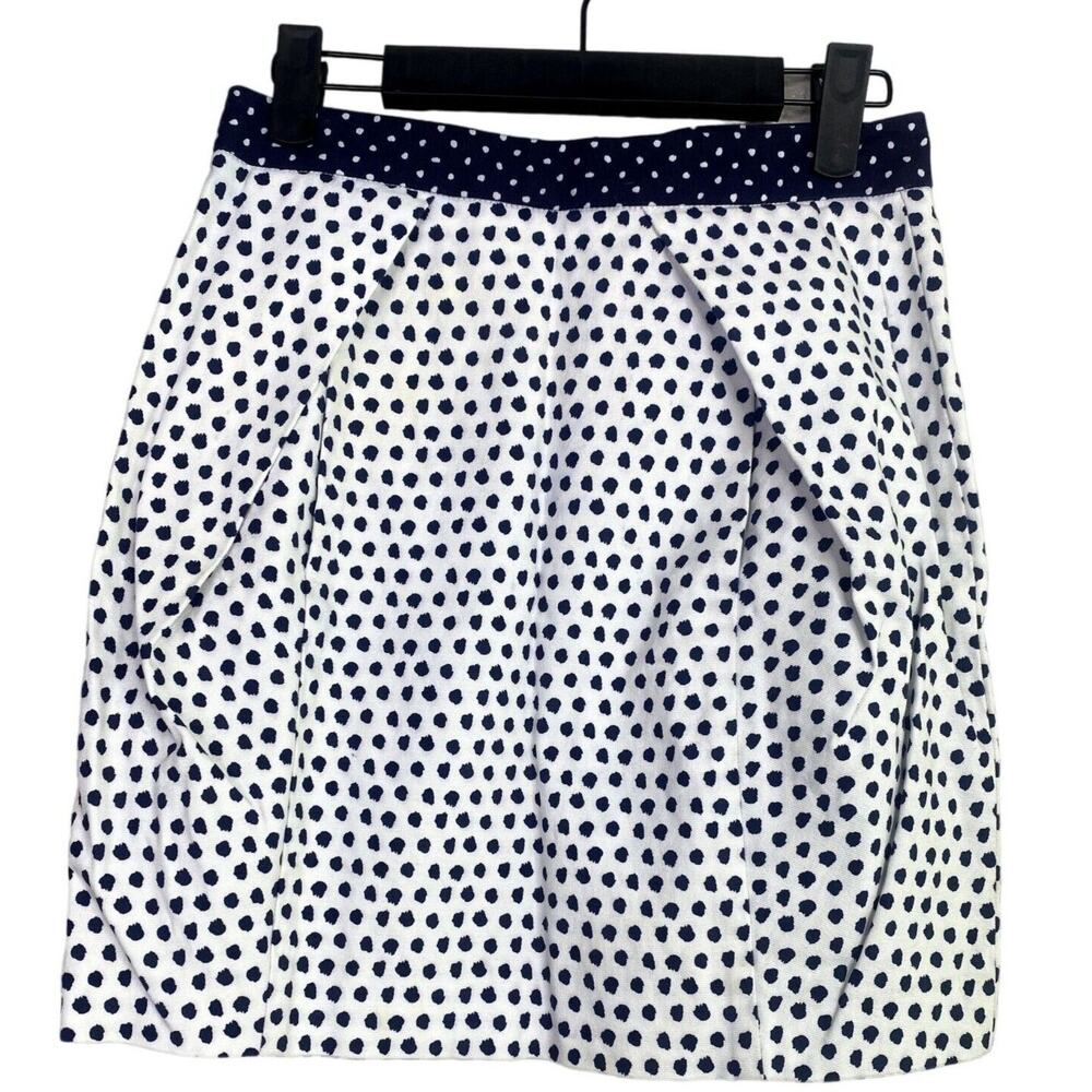 ZARA Pleated Nautical Shell Dotted Print Mini Pencil Skirt Pockets XS Blue White